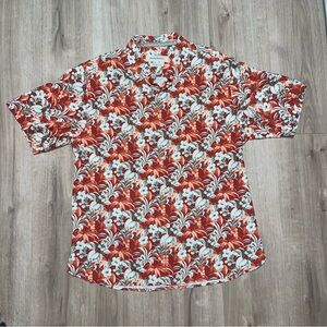 Tommy Bahama Men's Medium 100% Silk Hawaiian Short Sleeve Button-Up Shirt Tropic